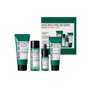 سام باي مي مجموعةستارتر ميراكل AHA BHA PHA للعناية بحب الشباب وتنقية البشرة 4 قطع | SOME BY MI AHA BHA PHA 30 Days Starter Kit (Toner, Serum, Cream, Cleansing Bar)